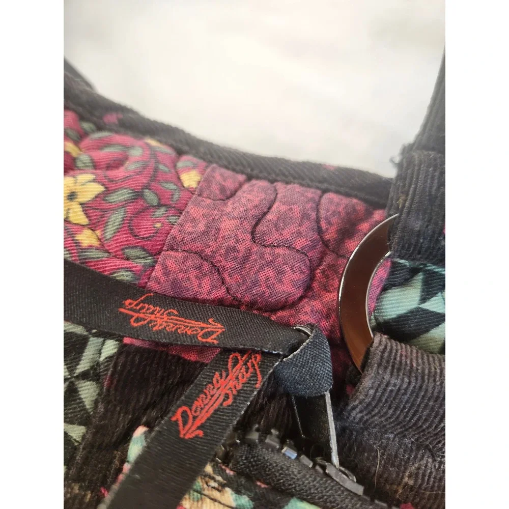 Donna Sharp Quilted Patchwork Shoulder/Tote Bag Burgundy Black Floral Paisley